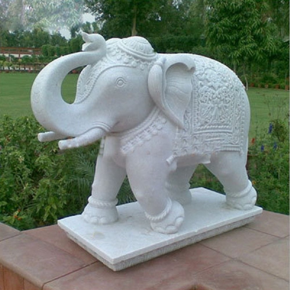 white marble elephant statue
